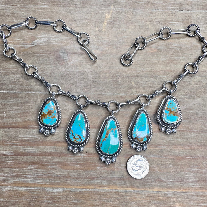 Kingman Turquoise dangle necklace