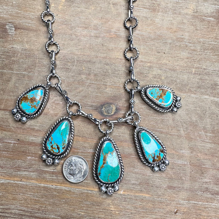 Kingman Turquoise dangle necklace