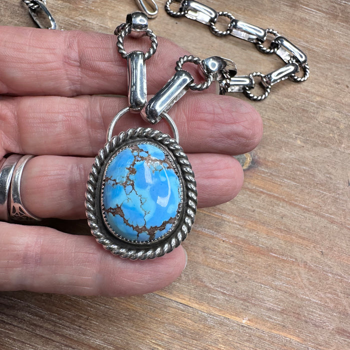 Golden hills Turquoise pendant on handmade chain