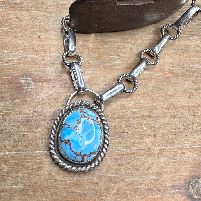 Golden hills Turquoise pendant on handmade chain