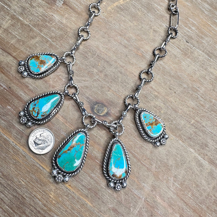 Kingman Turquoise dangle necklace