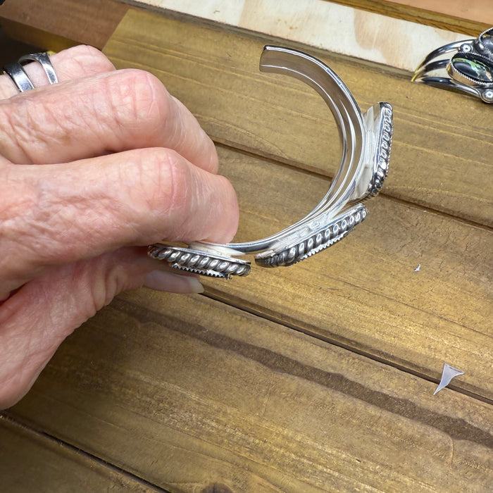 White Buffalo three stone cuff bracelet