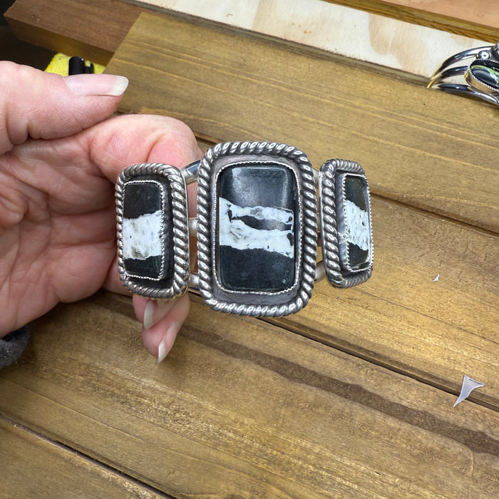 White Buffalo three stone cuff bracelet