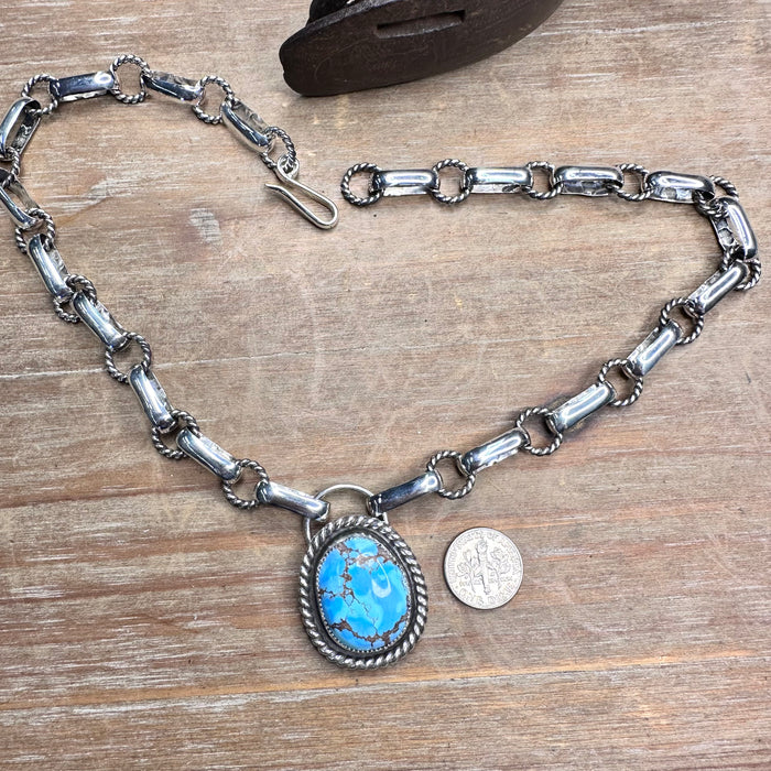 Golden hills Turquoise pendant on handmade chain