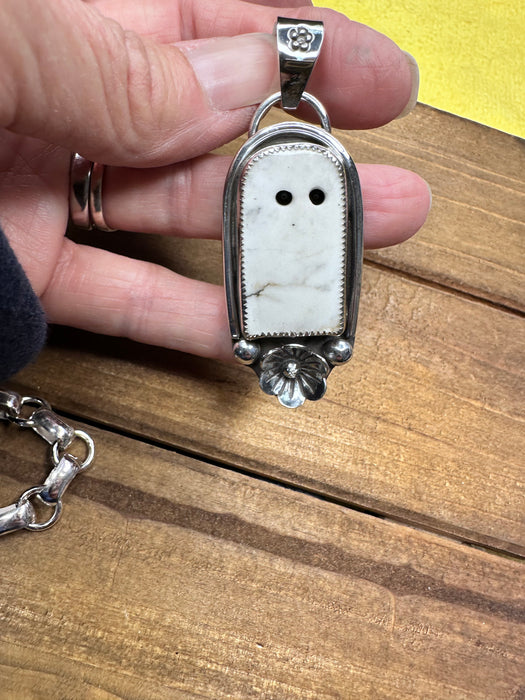 Howlite ghost pendant without chain