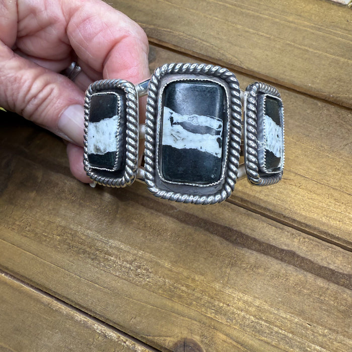 White Buffalo three stone cuff bracelet