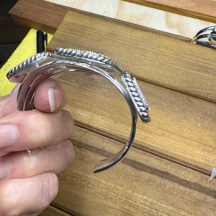 White Buffalo three stone cuff bracelet