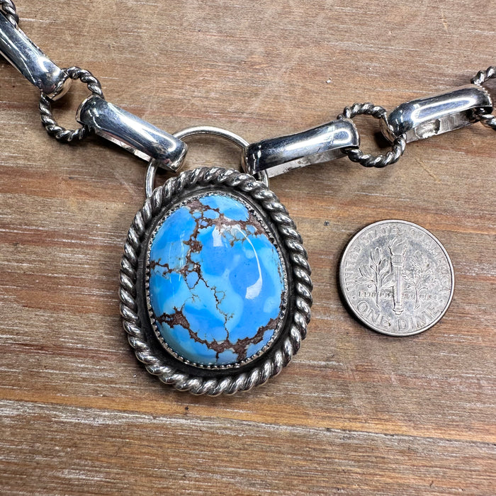 Golden hills Turquoise pendant on handmade chain