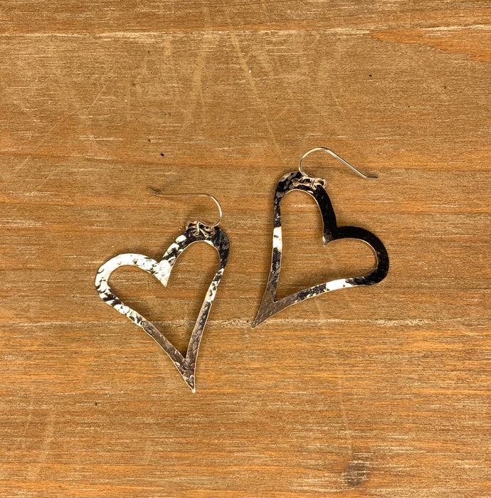 Large open heart earrings