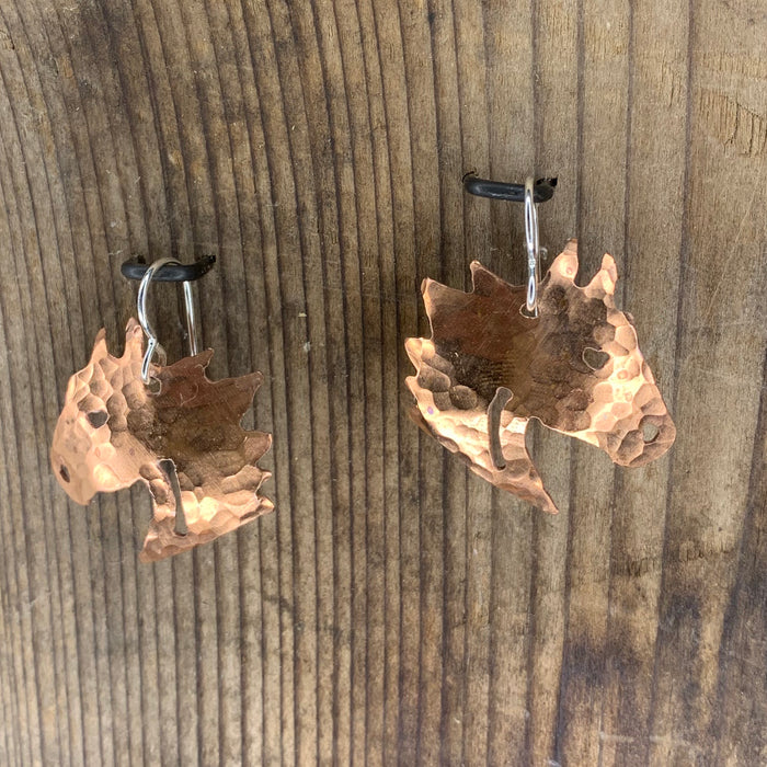 Hammered silver horse head earrings