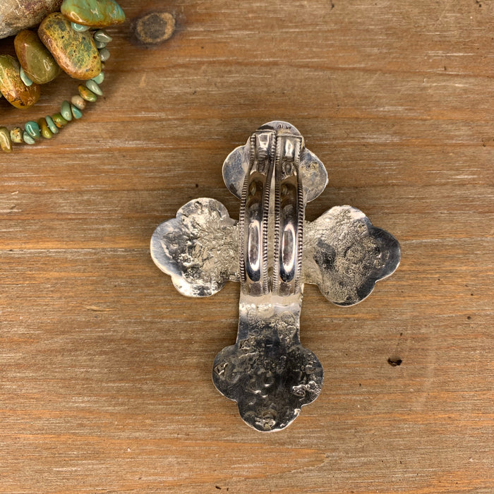 Chunky earthy turquoise and cross pendant necklace