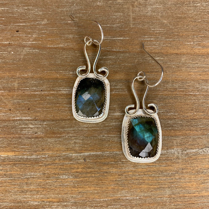 Labradorite rectangular earrings