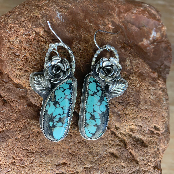 Black and blue Hebei turquoise earrings