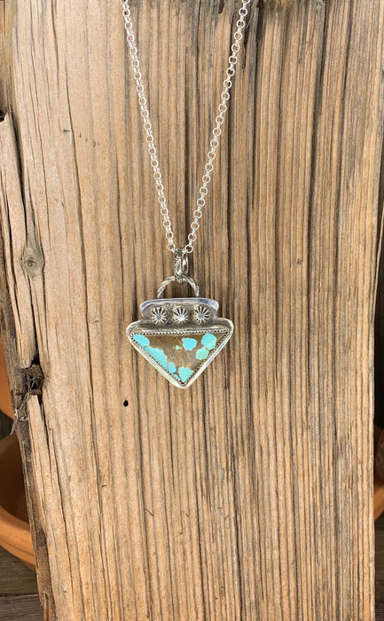 Turquoise #8 arrowhead  pendant with 18 inch chain