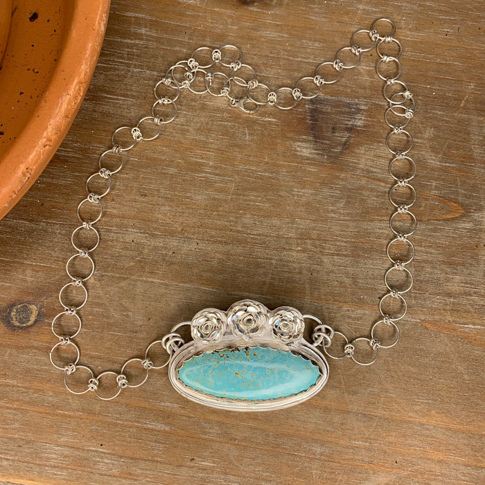 Turquoise pendant on sterling silver chain