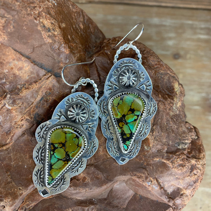 Green and blue Hubei turquoise earrings