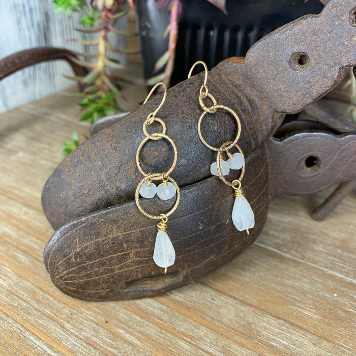 Rainbow moonstone earrings