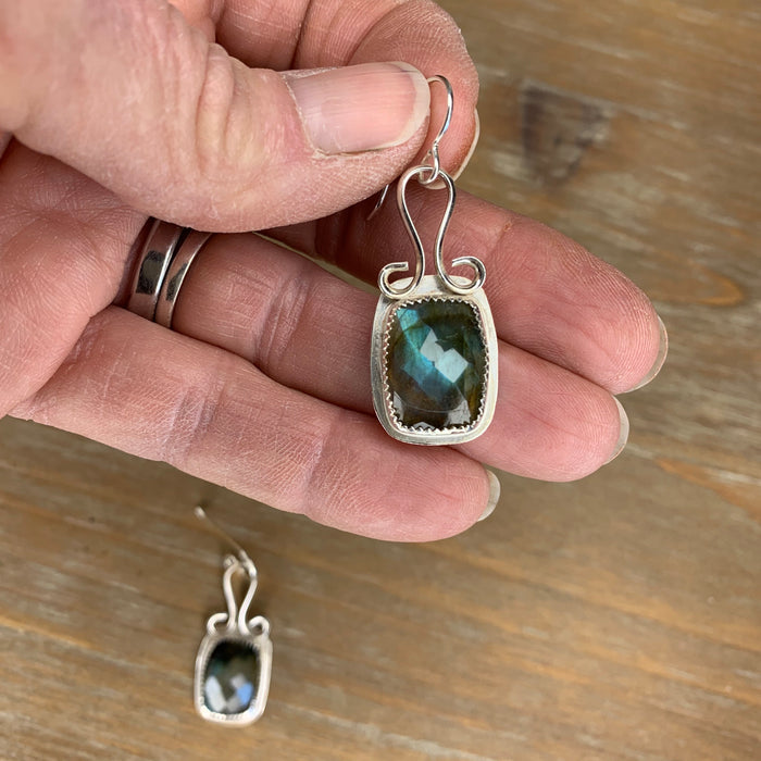 Labradorite rectangular earrings