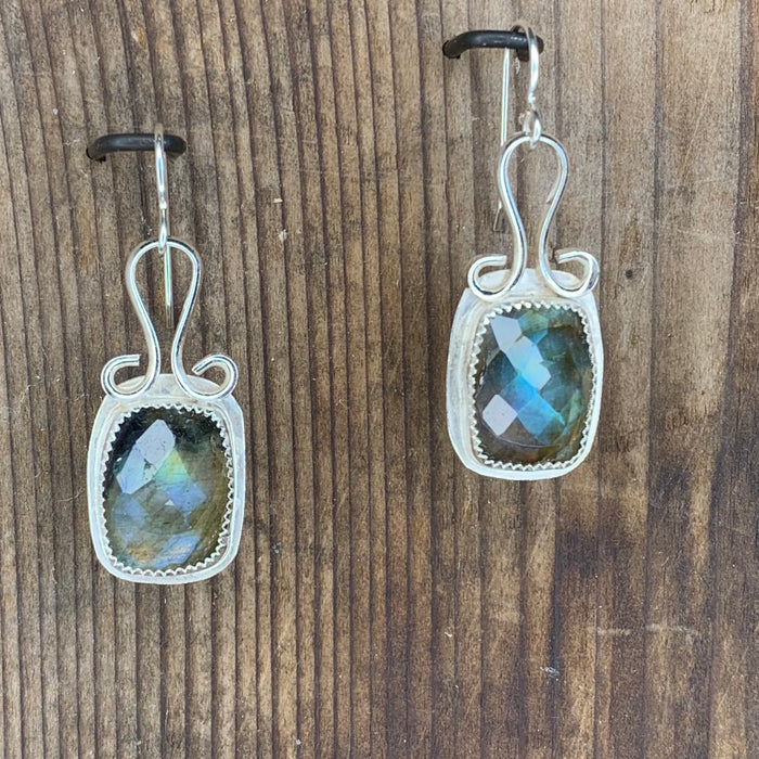 Labradorite rectangular earrings