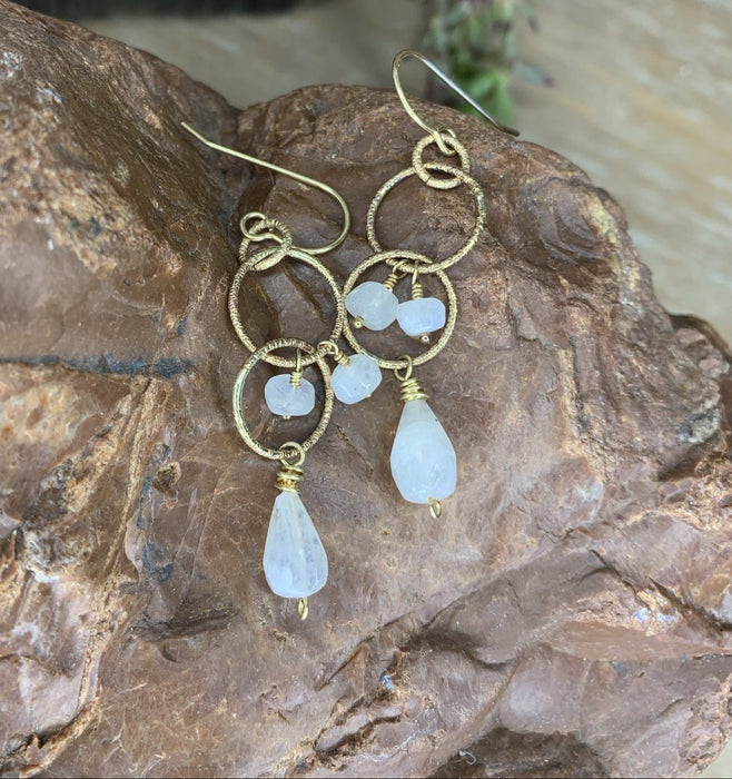 Rainbow moonstone earrings