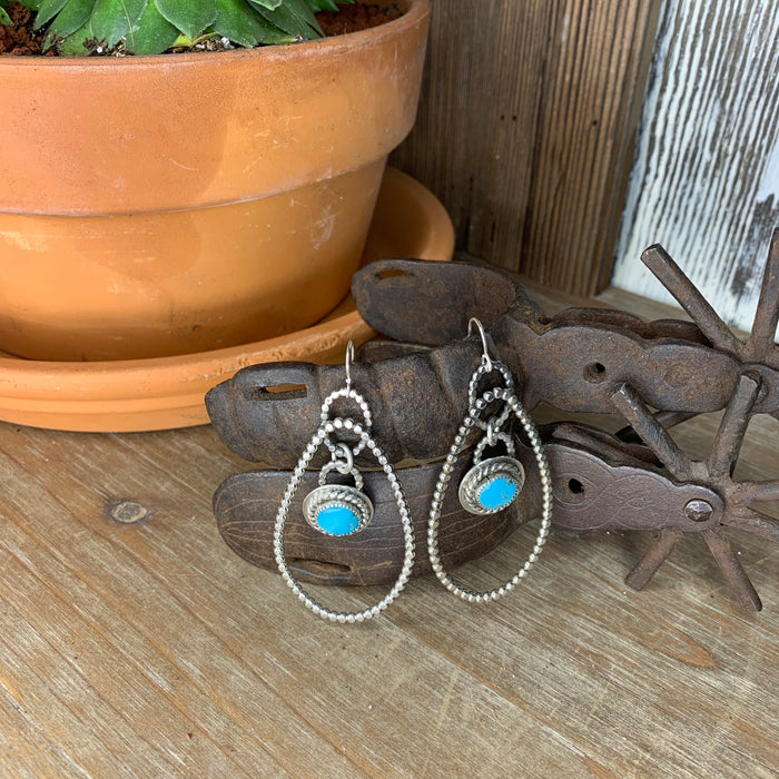 Long dangle turquoise earrings