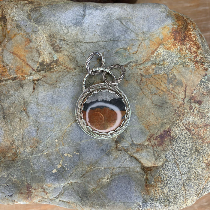 Picture jasper pendant with 18 inch chain