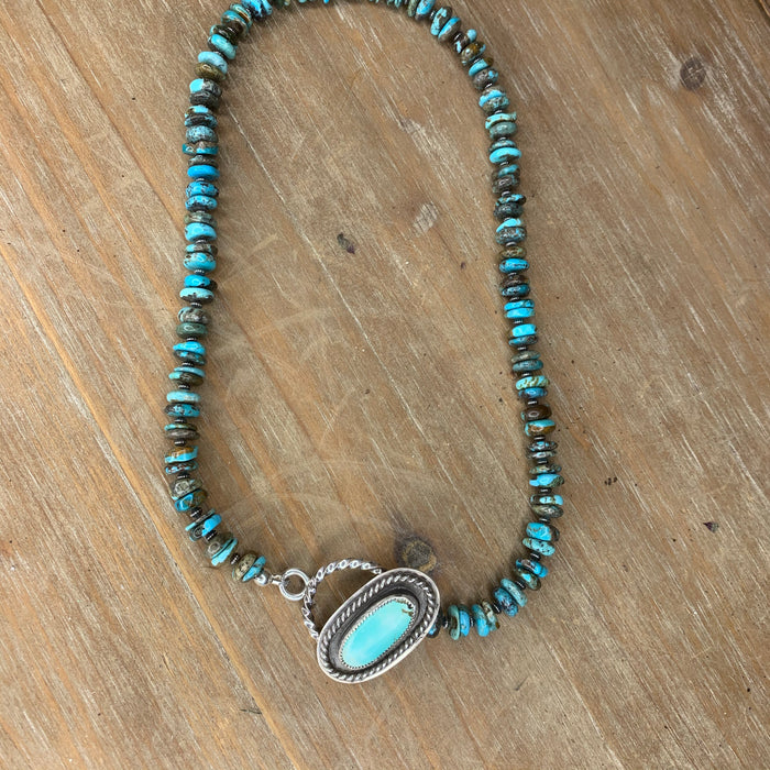 Front closing turquoise necklace