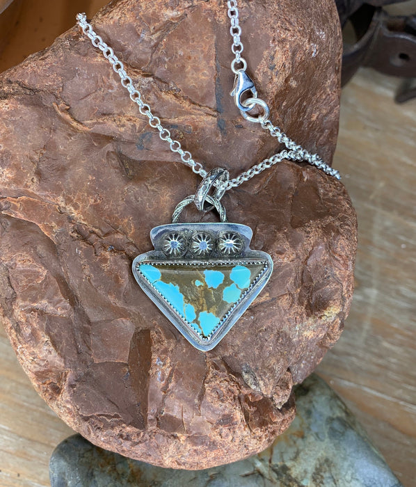 Turquoise #8 arrowhead  pendant with 18 inch chain