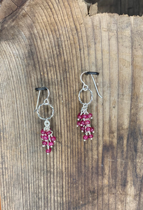 Ruby cluster earrings