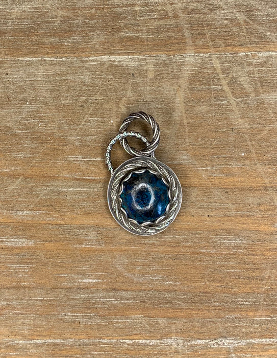 Small azurite pendant with 18 inch chain