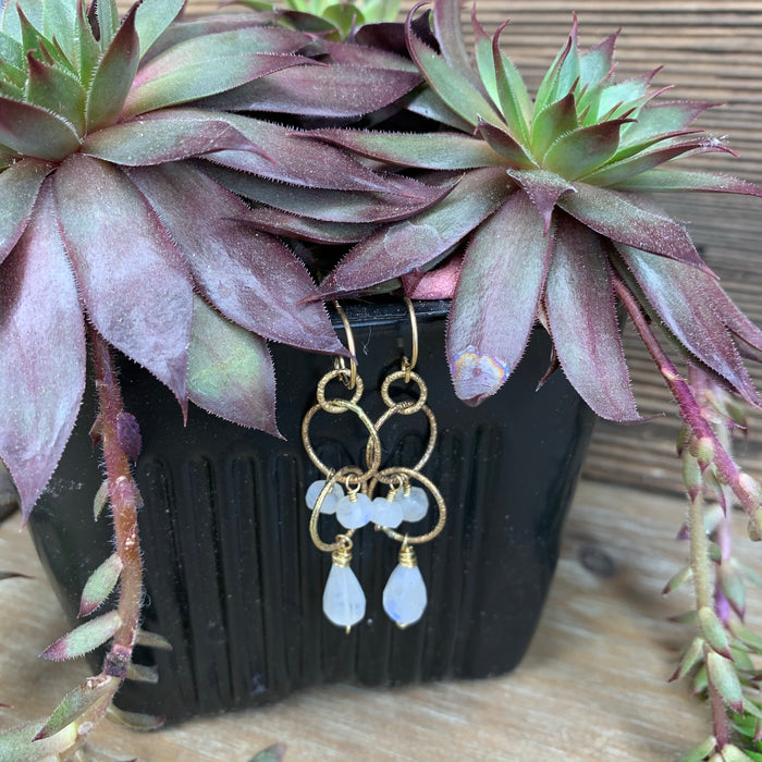 Rainbow moonstone earrings