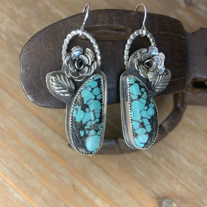 Black and blue Hebei turquoise earrings