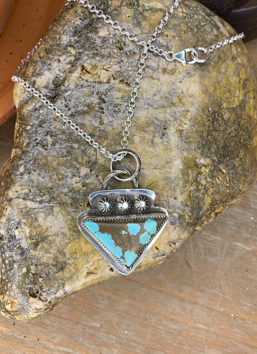 Turquoise #8 arrowhead  pendant with 18 inch chain