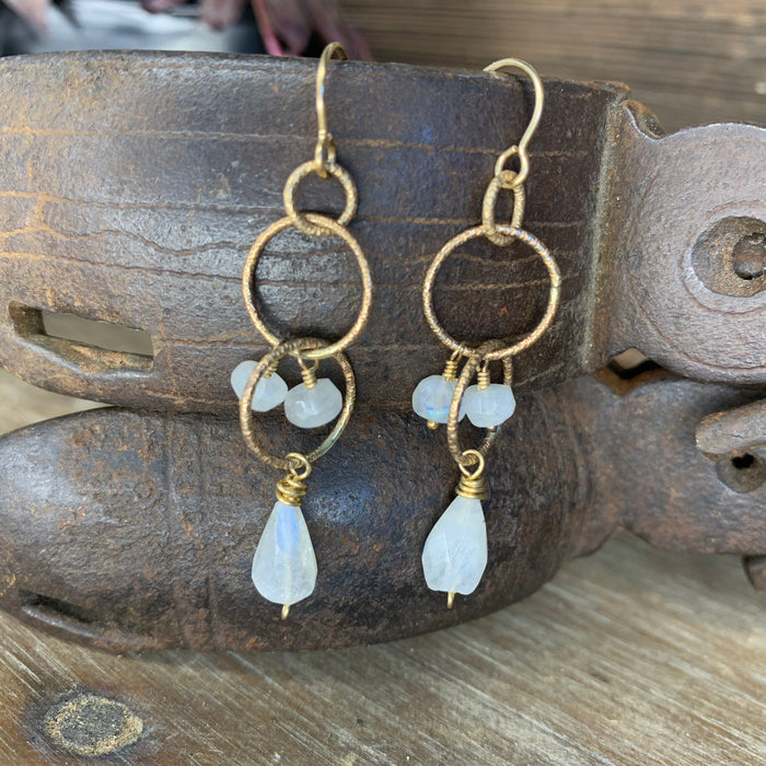 Rainbow moonstone earrings