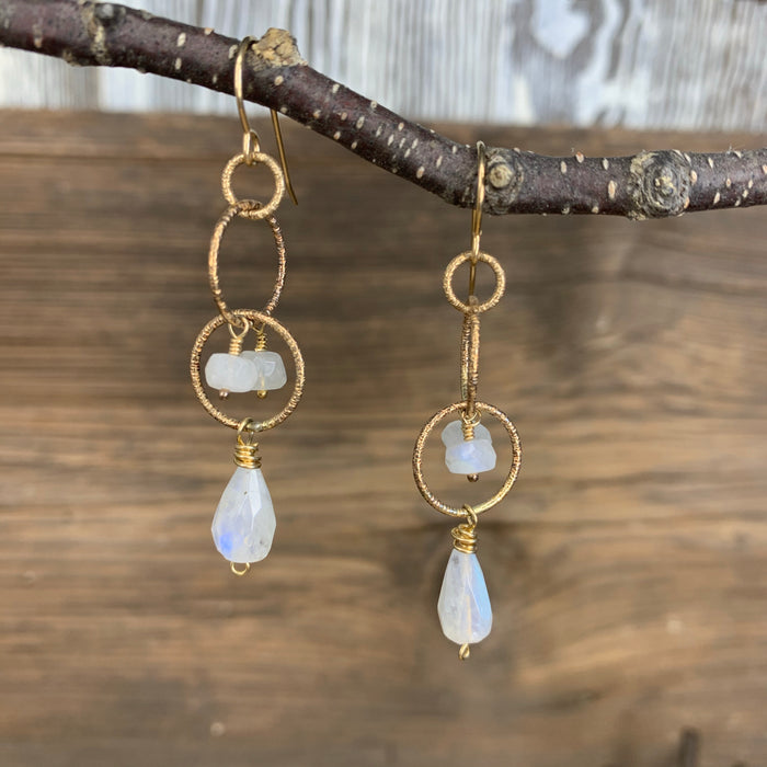 Rainbow moonstone earrings