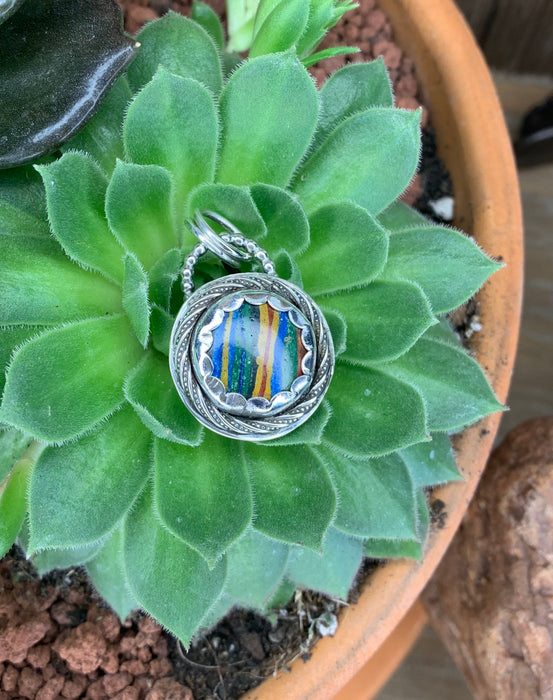 Small Calsilica pendant with 18 inch chain