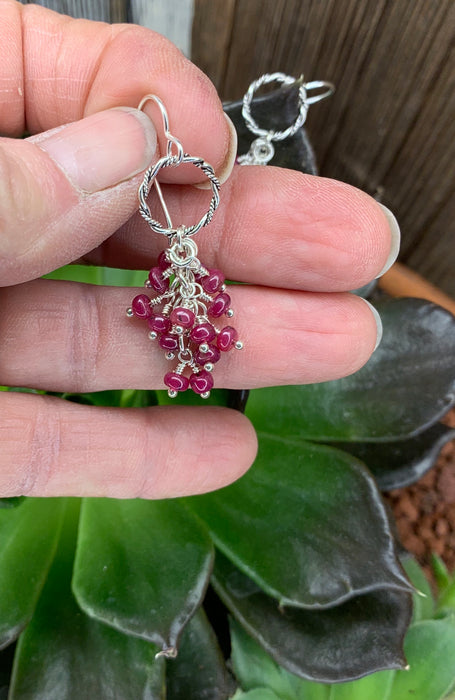 Ruby cluster earrings