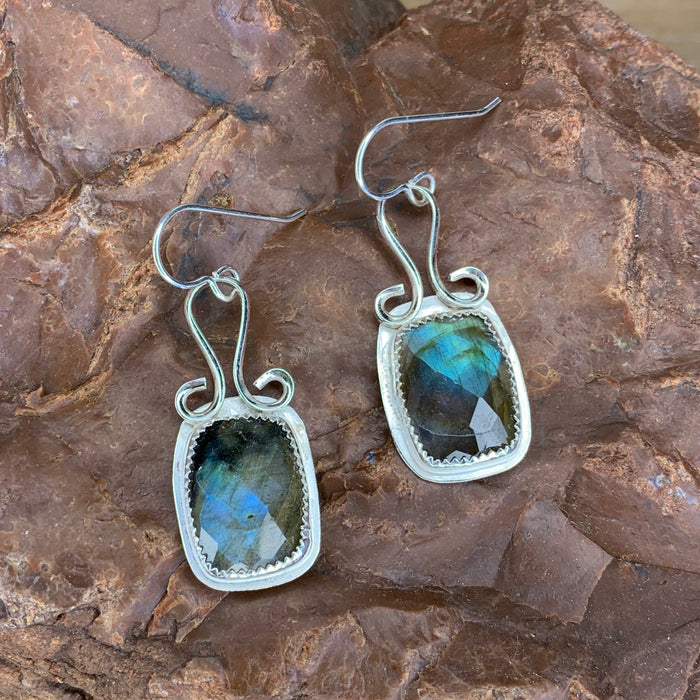 Labradorite rectangular earrings