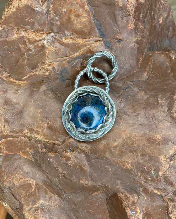 Small azurite pendant with 18 inch chain