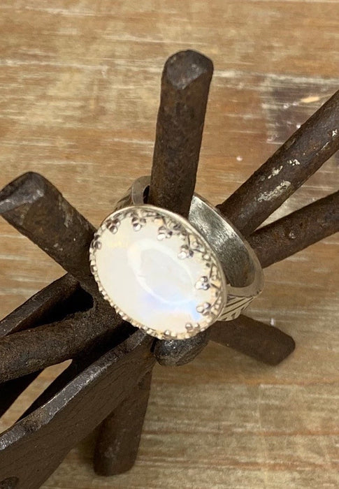 Rainbow moonstone ring