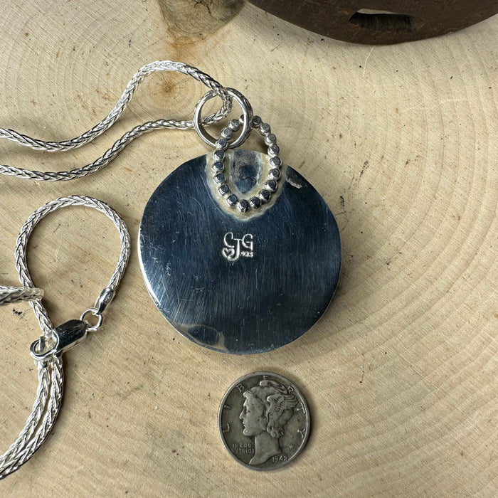 Snowflake obsidian pendant with chain