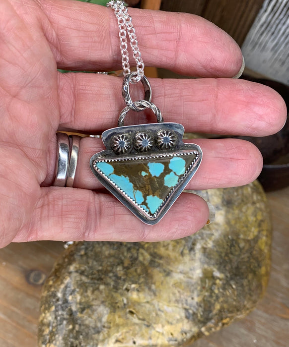 Turquoise #8 arrowhead  pendant with 18 inch chain