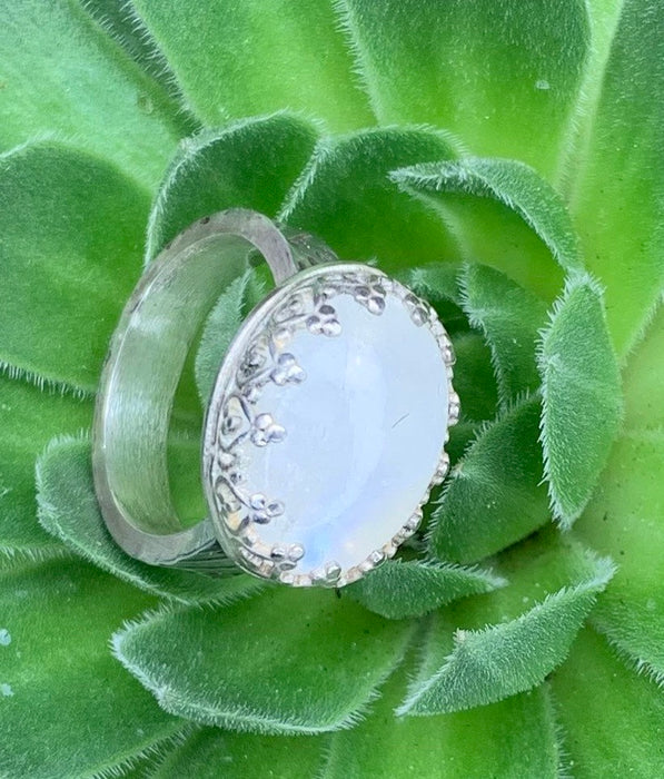 Rainbow moonstone ring