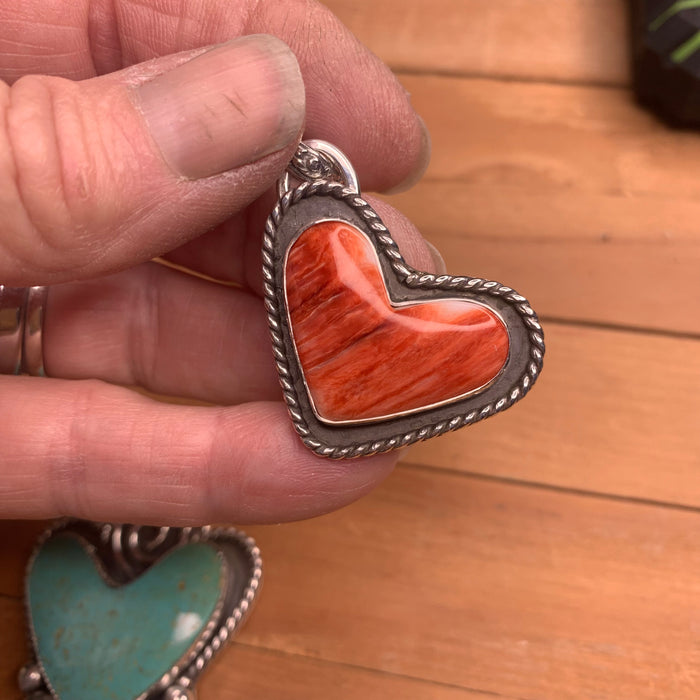 Offset Orange spiny heart pendant without chain