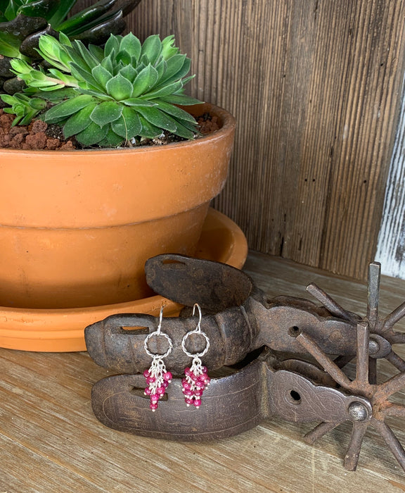 Ruby cluster earrings