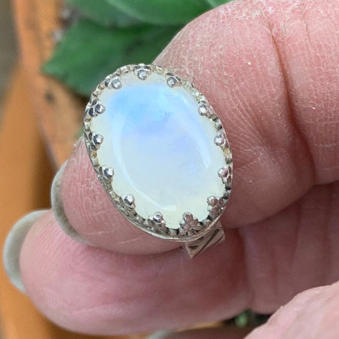 Rainbow moonstone ring