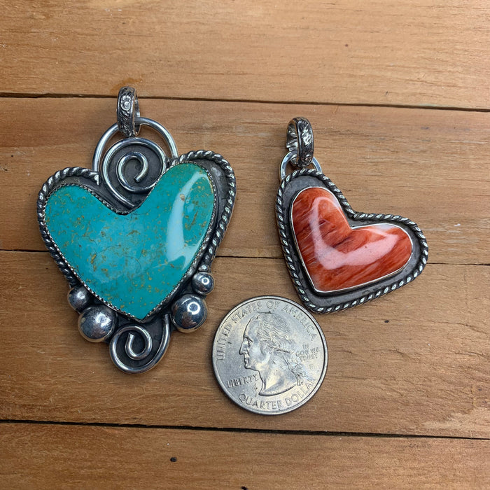 Offset Orange spiny heart pendant without chain