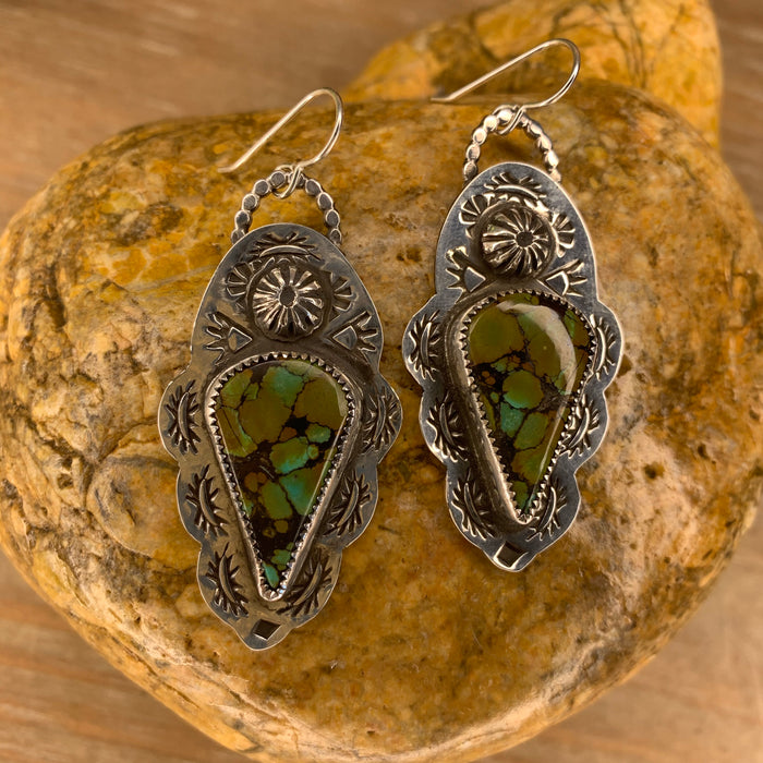 Green and blue Hubei turquoise earrings