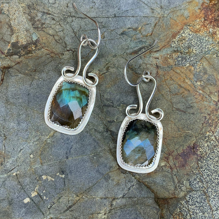 Labradorite rectangular earrings