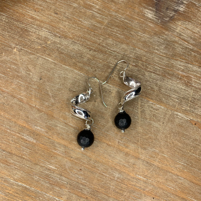 Faceted black onyx earrings